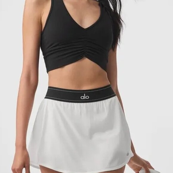 ALO Yoga Dresses & Skirts - Alo Yoga Set Match Point Tennis Skirt And Wild Thing Bra White Color Authentica